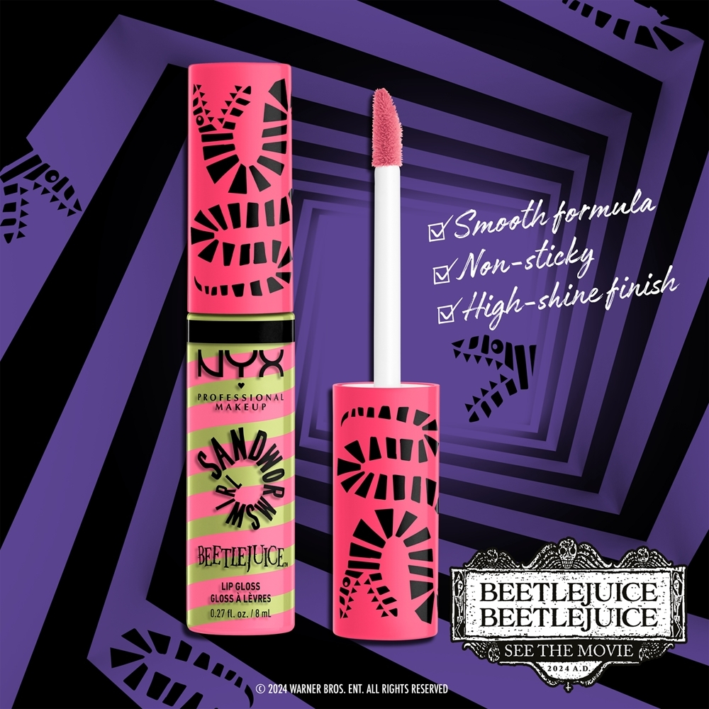 NYX Professional Makeup Beetlejuice Sandworm Swirl - блестящий блеск для губ, 8 ml