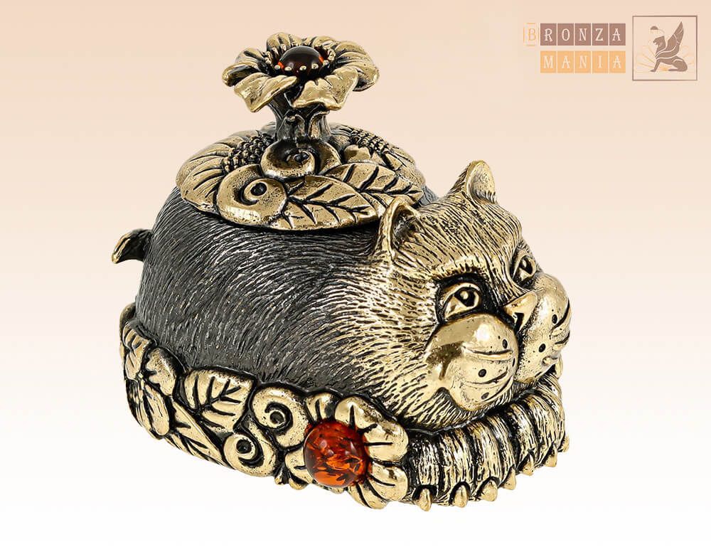 фигурка Шкатулка Кот в цветах