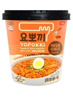 Рапокки Yopokki рисовые клецки с лапшой в сладко-остром соусе 145г