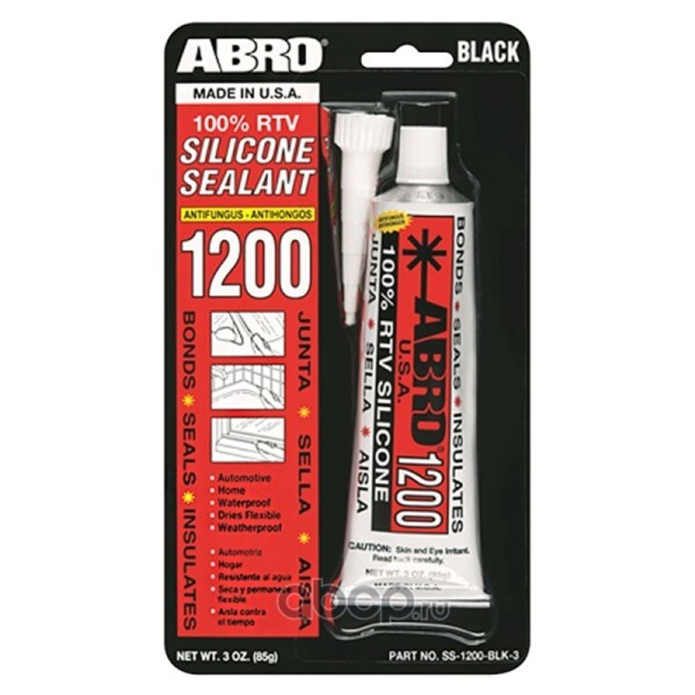 Клей герметик 1200 силикон. 85 гр Черный (ABRO)