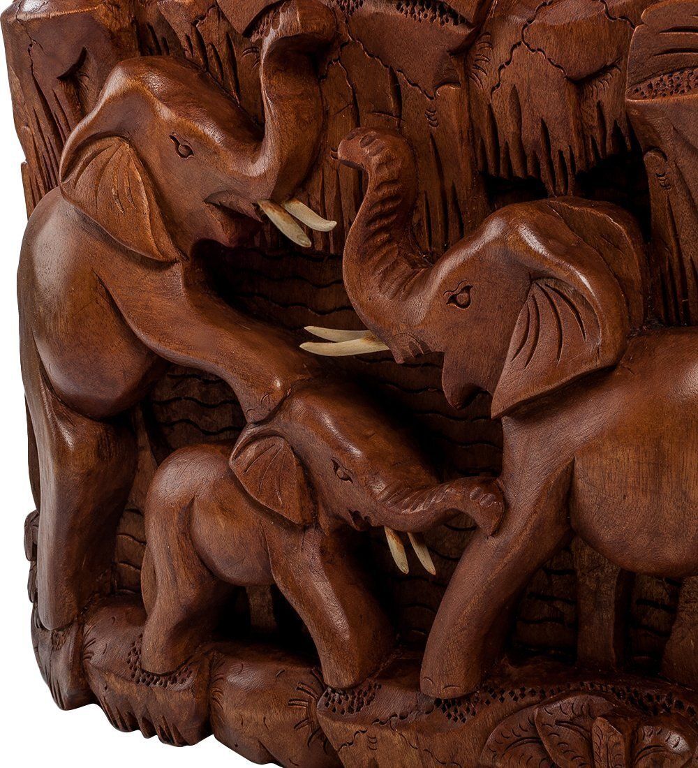 Decor and Gift 17-005 Панно резное «Пирамида из слонов - символ долголетия» (суар, о.Бали)