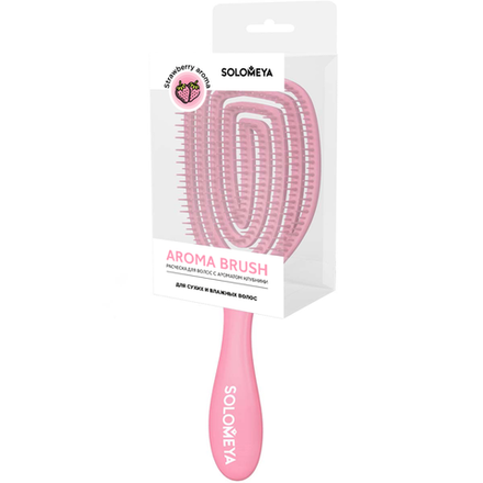 Solomeya Расческа для сухих и влажных волос АРОМАТ КЛУБНИКИ овальная Solomeya Wet Detangler Brush Oval Strawberry 1 шт