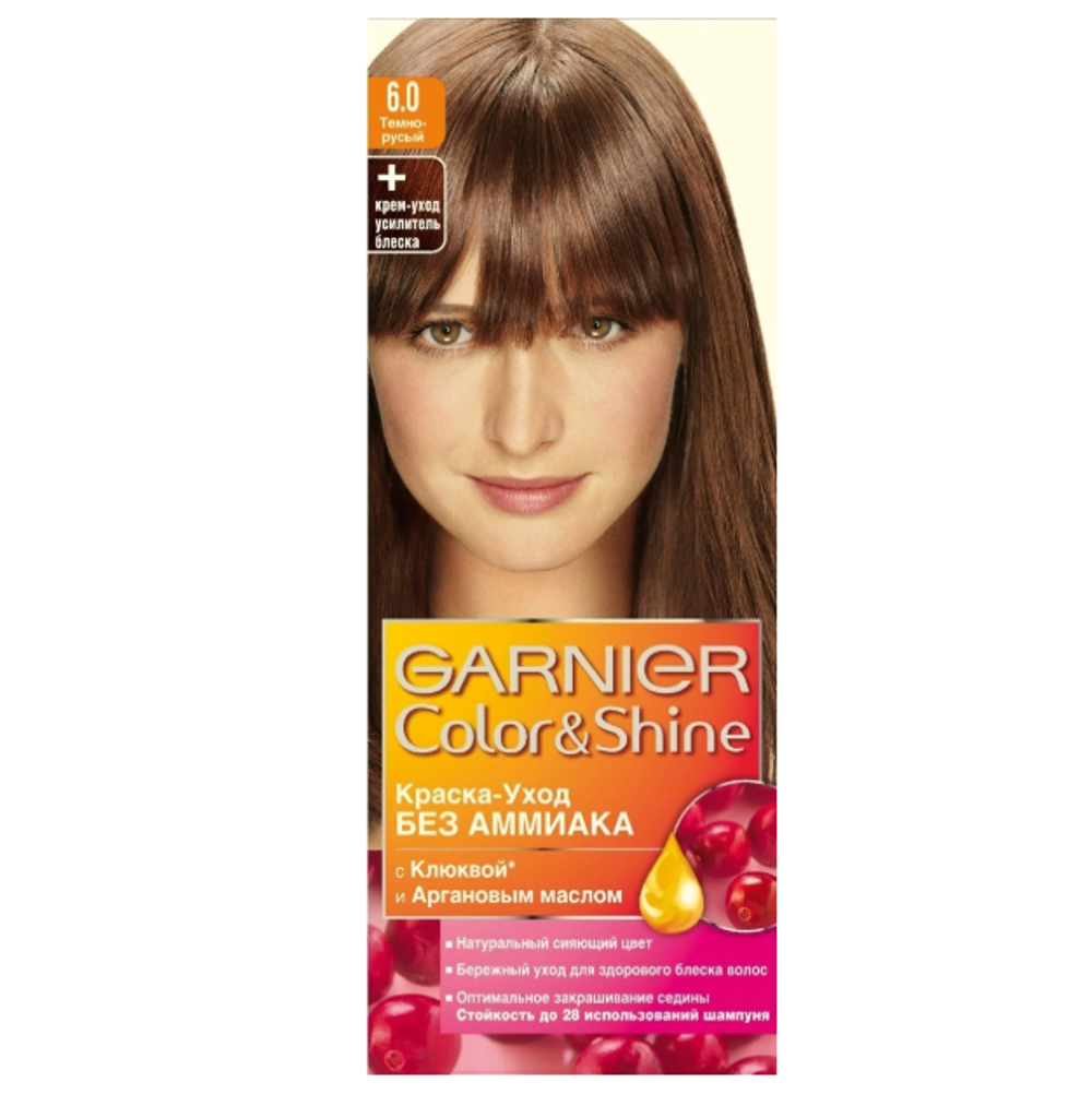 Garnier Краска для волос Color Shine, тон №6.0, Темно-русый, 60/60 мл