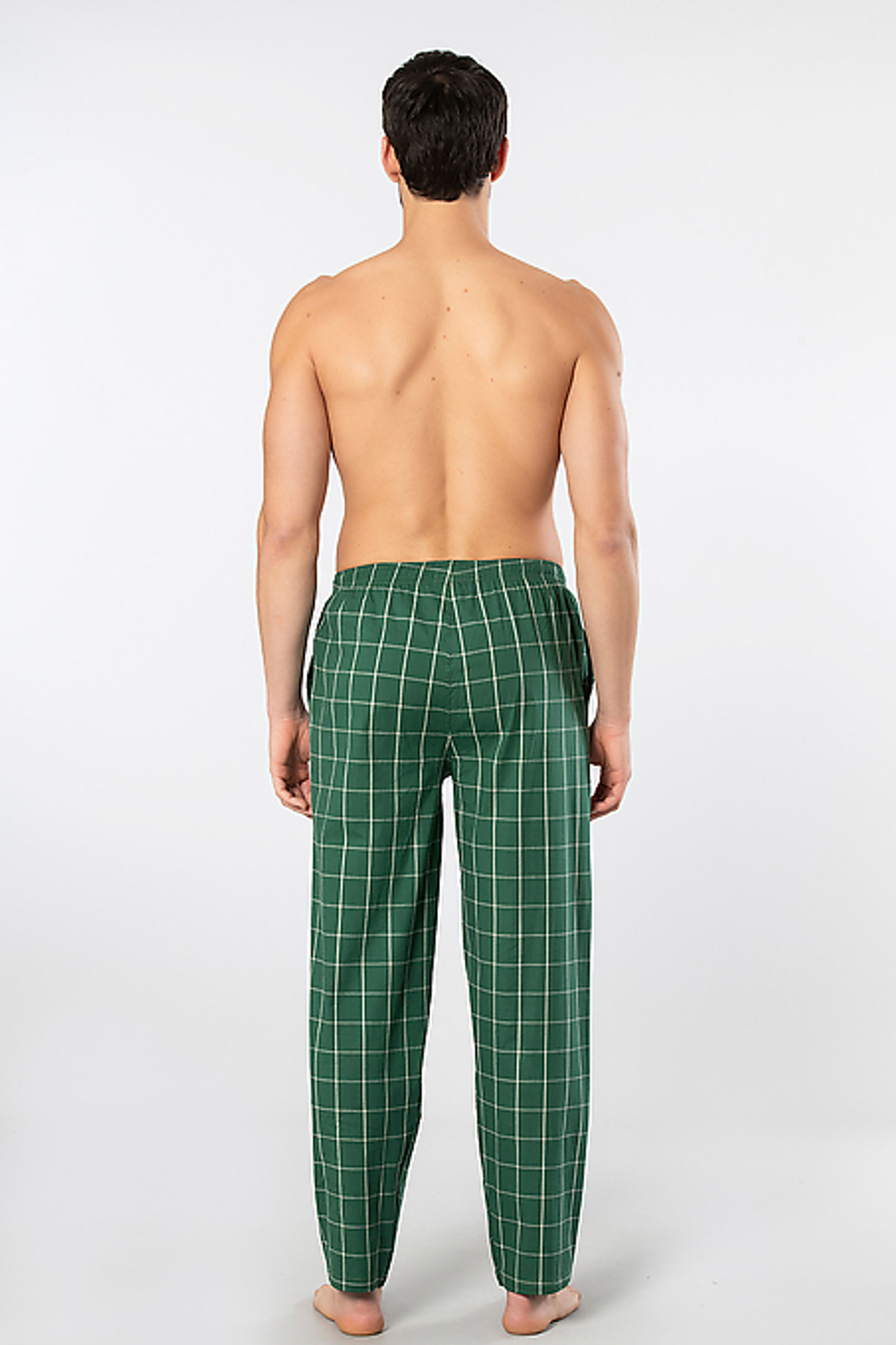 Брюки домашние мужские зеленый крупная клетка