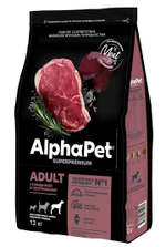 Сухой корм для щенков сухой AlphaPet Superpremium для животных крупных пород до 6 мес, с говядиной, 12 кг