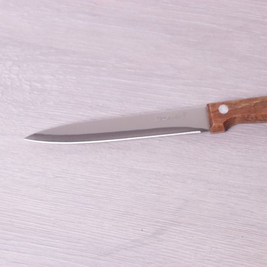 Нож кухонный универсальный из нержавеющей стали Kamille KM 5309 (лезвие 12 см, рукоятка 10 см) с деревянной ручкой