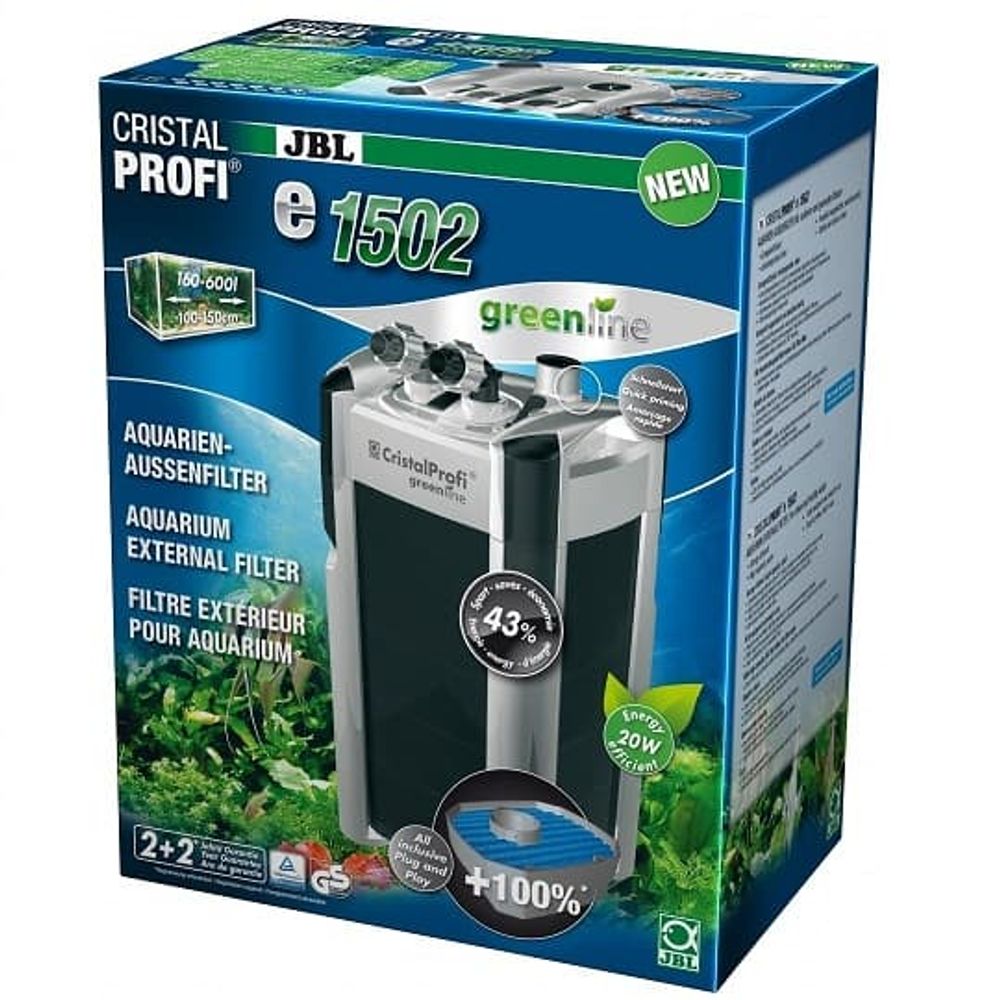 JBL CristalProfi e1502 greenline - Экономичный внешний фильтр ( для аквариума до 700л ) 1400 л/ч с Бионаполнителями