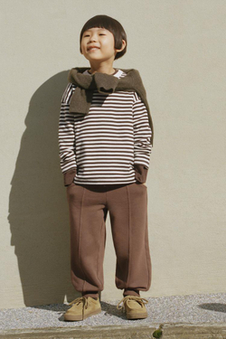 ZARA ЛОНГСЛИВ В ПОЛОСКУ С ВЫШИВКОЙ, КОРИЧНЕВЫЙ