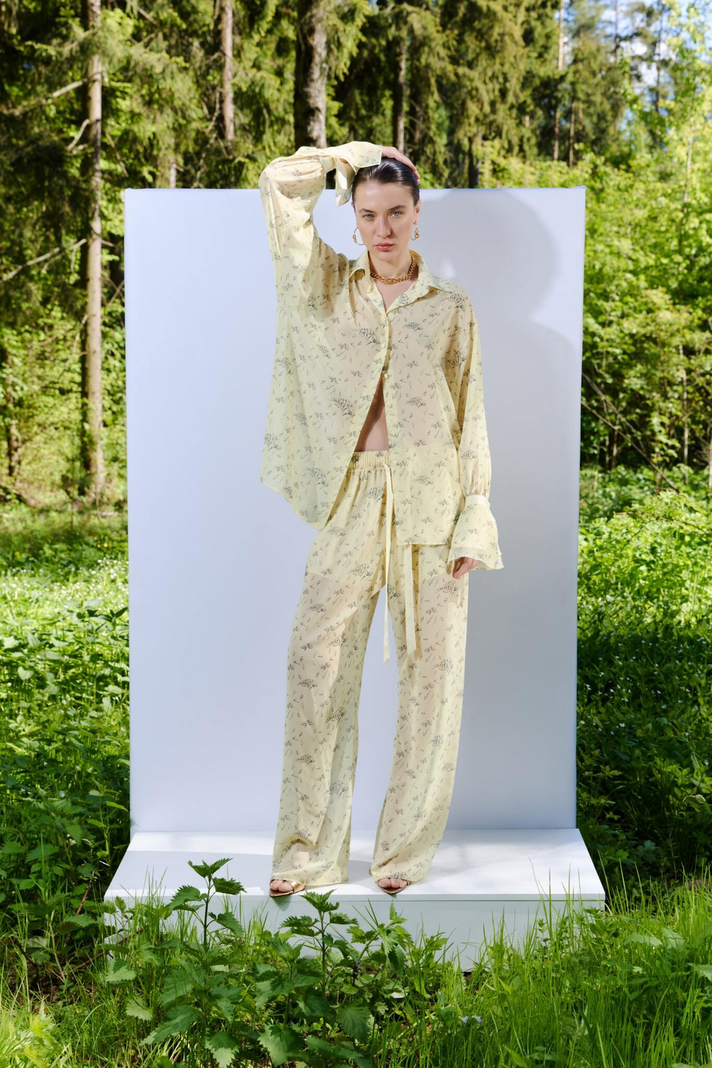 Рубашка из шифона с принтом