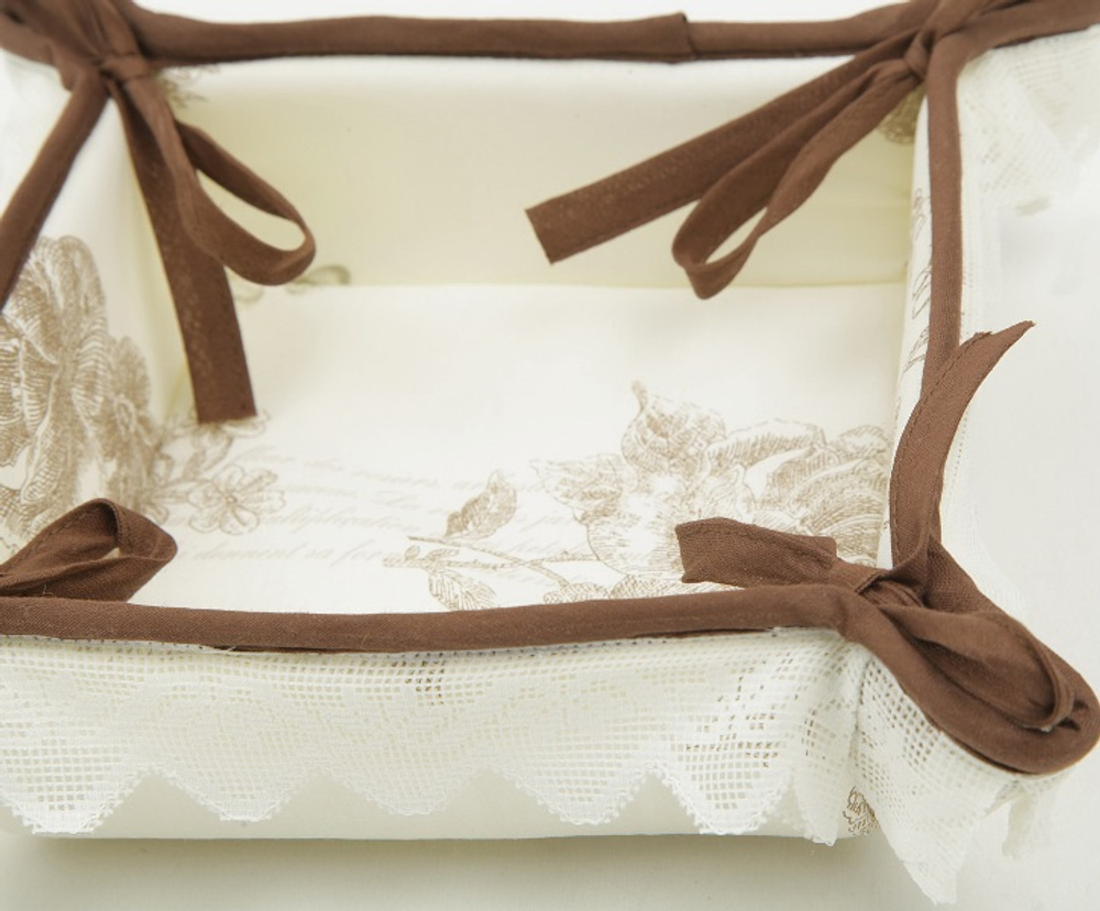 Набор махровых полотенец и корзинка Old Florence Амели коричневая оборка Италия