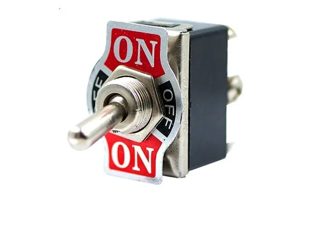 Тумблер (ON-OFF-ON) выключатель в металле на 6 контактов (1 шт.)