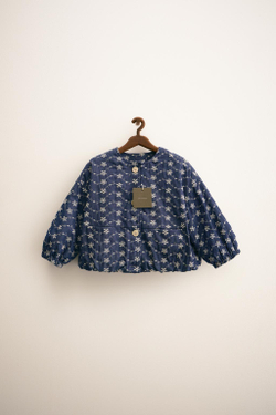 ZARA TIMELESS - КУРТКА С ВЫШИВКОЙ В ВИДЕ ЦВЕТОВ, СИНИЙ