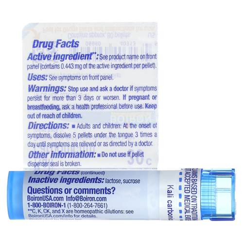 Boiron, Kali Carbonicum, 30C, облегчение боли в спине, примерно 80 гранул