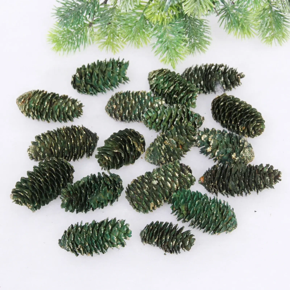 Композиция для декора «Сказочные шишки» 10*10*13 см (120 гр), зелёный