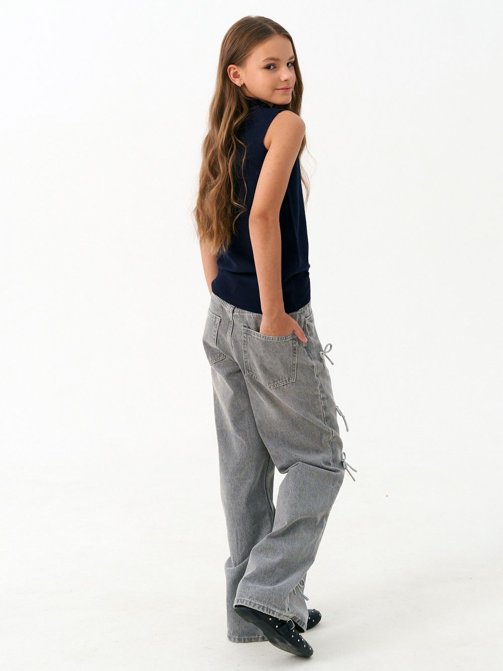 Джемпер топ с горлом 1208 синий