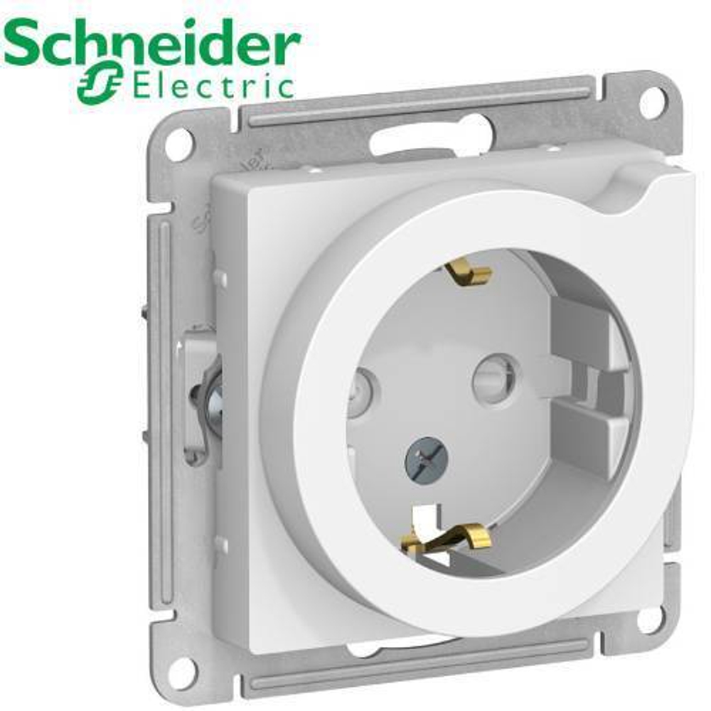 Розетка с/з со шторками с выталкивателем (белый) AtlasDesign Schneider ATN000147