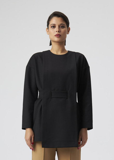 BLOUSE WITH A BELT | M | BLACK