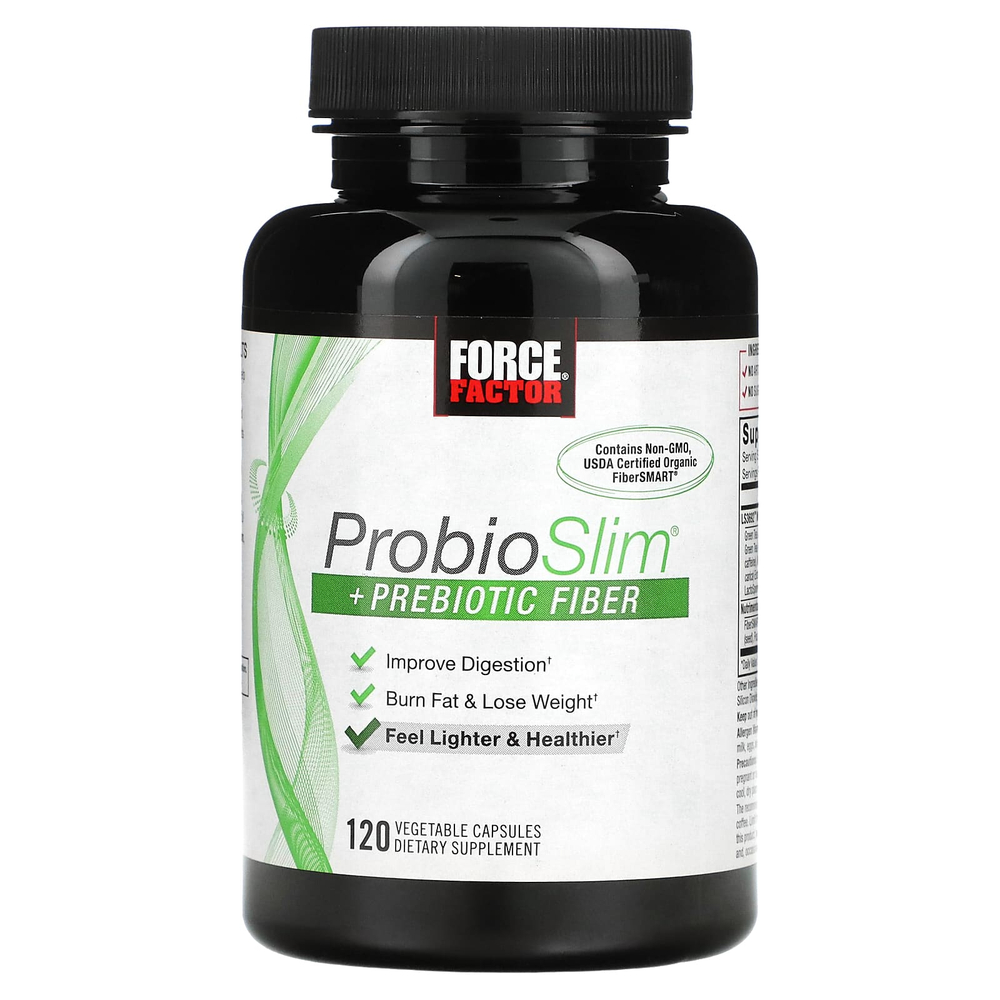 Force Factor, ProbioSlim®, с пребиотической клетчаткой, 120 вегетарианских капсул