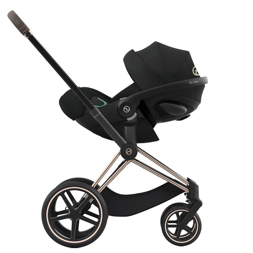 Коляска 3 в 1 Cybex Priam IV Rosegold и автокресло Cloud G i-Size Moon Black Plus Peach Pink
