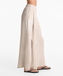 Oysho Брюки из 100%-го льна, песочный с меланжевым эффектом