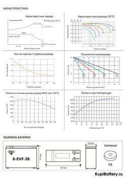 Аккумулятор RuTrike 6-EVF-38 (AGM)