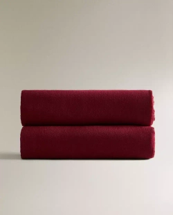 ZARA HOME ПЛЕД С БАХРОМОЙ, КРАСНЫЙ