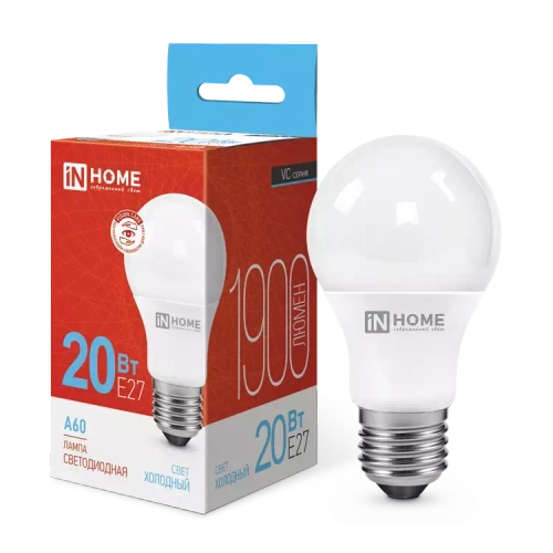 Лампа светодиодная LED-A60-VC 20Вт 230В Е27 6500К ХОЛОДНЫЙ 1900Лм IN HOME