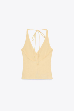 ZARA ТЕКСТУРИРОВАННЫЙ ТОП-ЖИЛЕТ, ЖЕЛТЫЙ