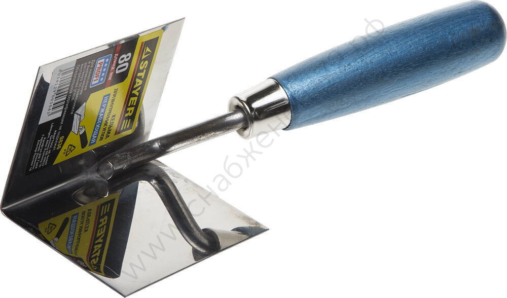 STAYER 80 х 60 мм, нержавеющее полотно деревянная рукоятка, кельма для внутренних углов, PROFESSIONAL (0836)