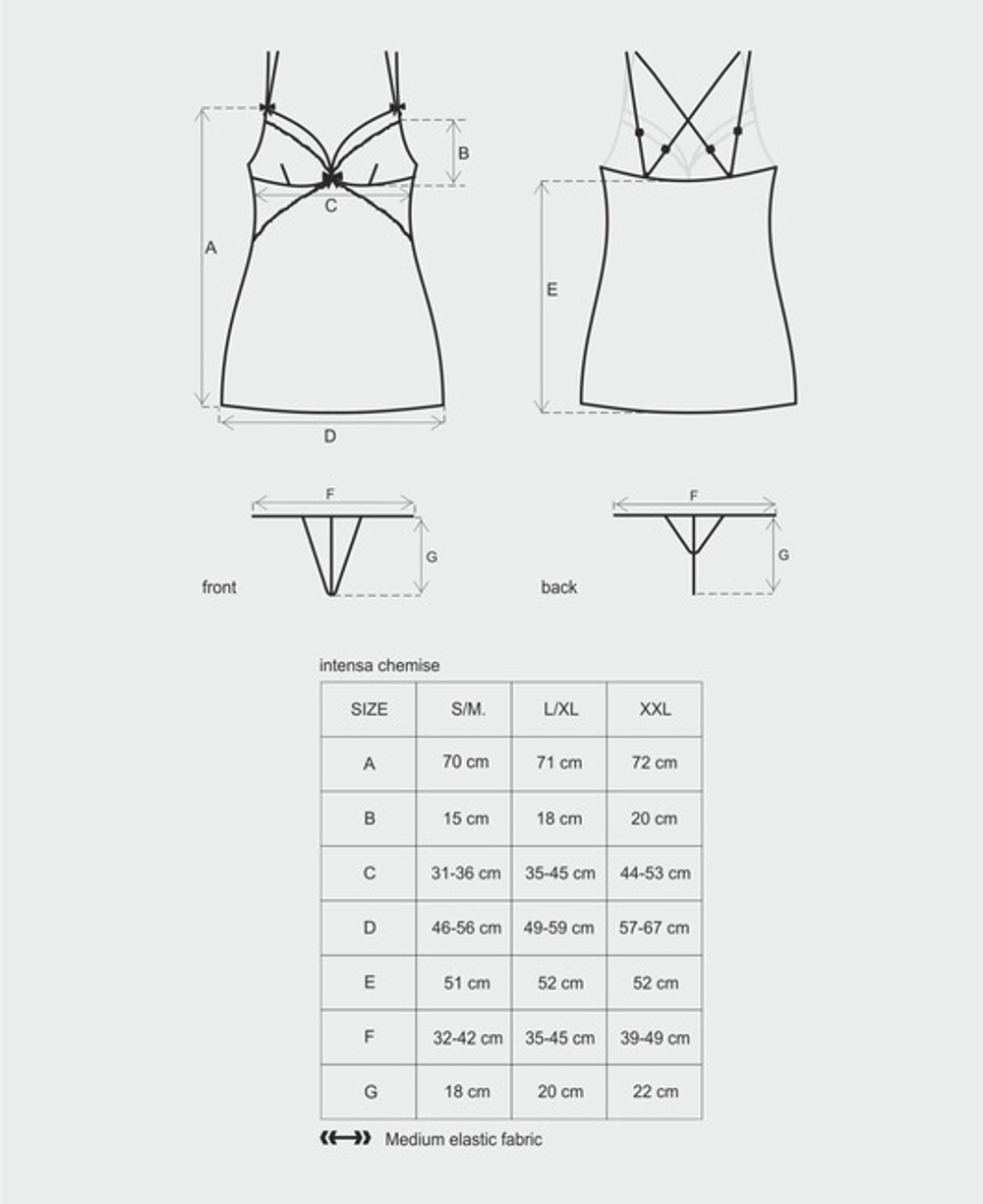 Черная сорочка с кружевным верхом Intensa Chemise SM (42-44) (Цвет: черный)