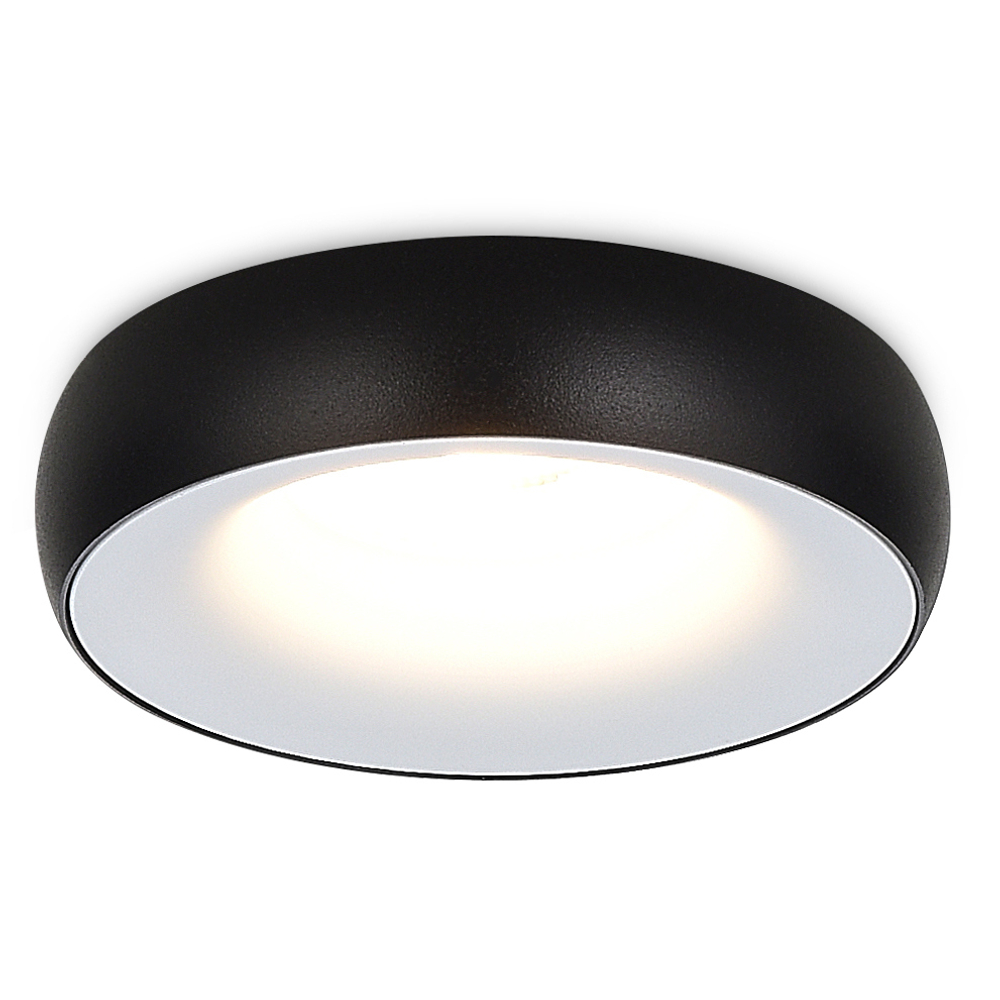 Светильник встраиваемый, GU10, D95xH35мм, IP20, черное основание, белый плафон, без лампы