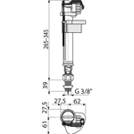 Заливной клапан ALCAPLAST/Alcadrain 3/8" ниж/подв. лат. штуцер A18