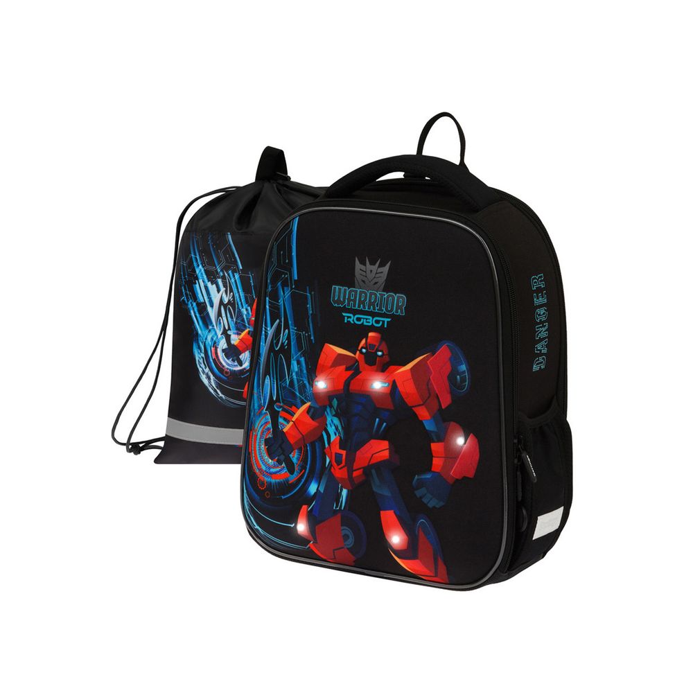 Ранец Berlingo Expert Mini Warrior Robot 36х27х14см, 2 отд., анатомическая спинка, с мешком д/обуви