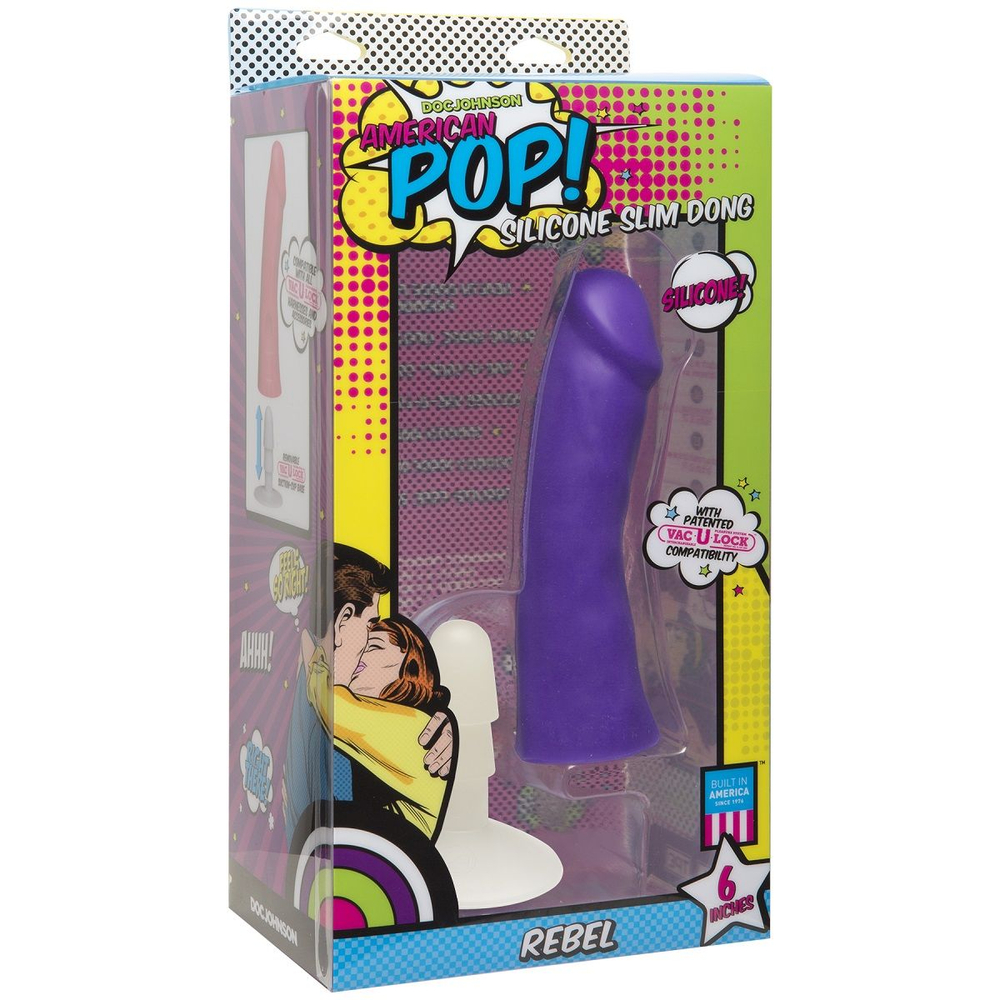 Фиолетовый фаллоимитатор American POP! Rebel 6 Slim Dong - 16,5 см. (Цвет: фиолетовый)