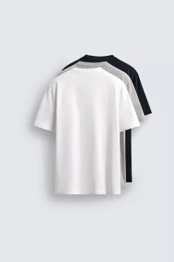 ZARA НАБОР ИЗ 3 БАЗОВЫХ ФУТБОЛОК MEDIUM WEIGHT, РАЗНОЦВЕТНЫЙ
