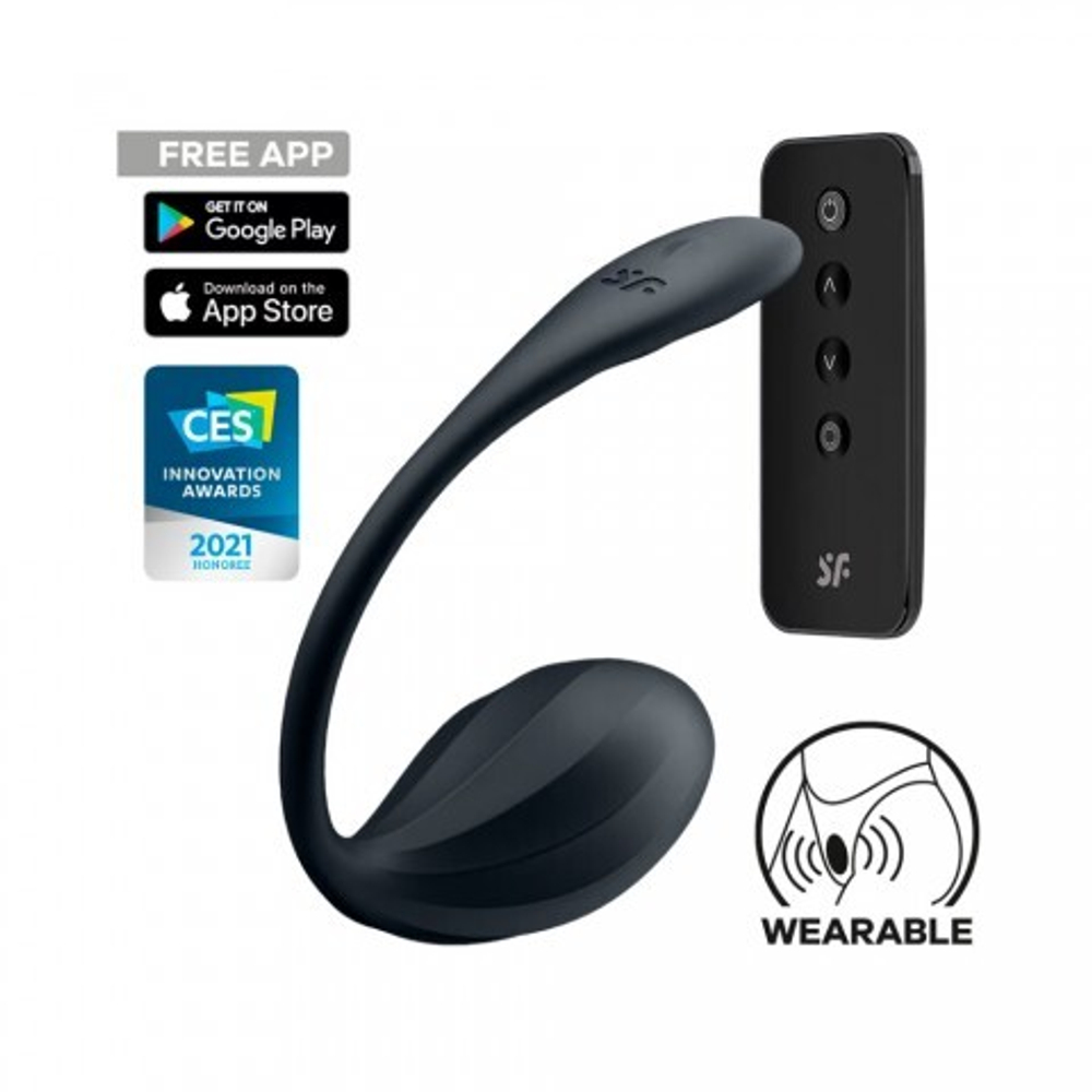 Виброяйцо Satisfyer Ribbed Petal черный (Connect App)