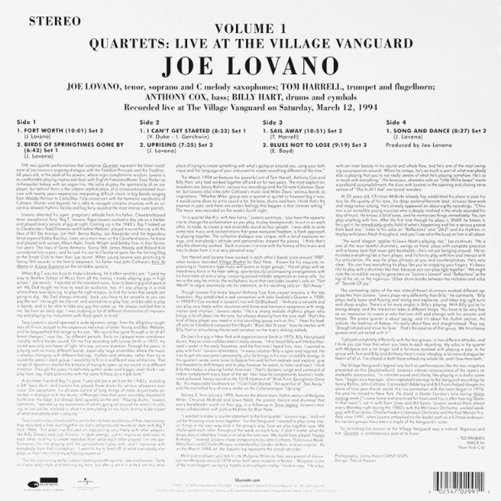 Joe Lovano / Quartets - Live At The Village Vanguard Volume 1 (2LP)