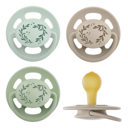 NIP Соска пустышка, латекс "Cherry Green", размер 1 (0-6), зелёный/коричневый