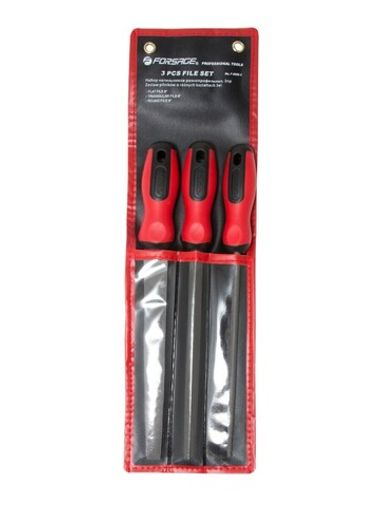 Набор напильников разнопрофильных 3пр.(плоский, треугольный, круглый L-200мм), на полотне Forsage F-5056-3