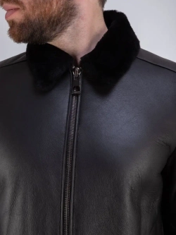 Дубленка мужская натуральная зимняя овчина бомбер Турция