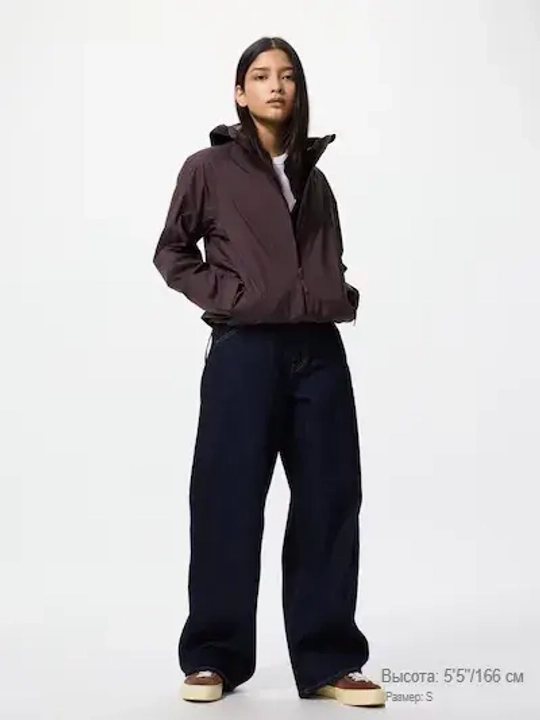 UNIQLO Короткая парка с капюшоном, бордовый