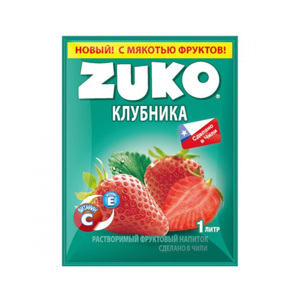 Растворимый напиток ЗУКО Клубника 20г*12шт*8 блоков.