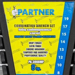 Набор ключей комбинированных, 8пр.(8, 10, 12, 13, 14, 15, 17, 19мм), в пластиковом держателе Partner PA-3008MP