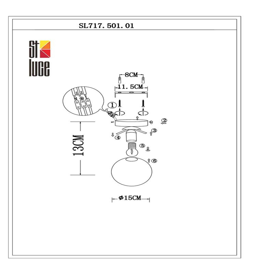 SL717.401.01 Светильник настенный Черный/Белый E27 1*40W