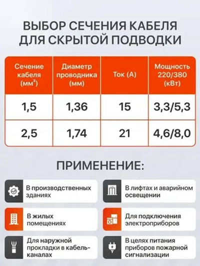 Силовой кабель ВВГ-Пнг(А)-LS 3х2,5 мм бухта 100м Монэл, 13700г