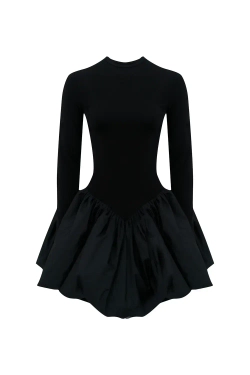 Платье-русалка мини с юбкой из тафты