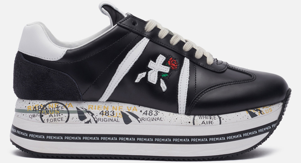 Premiata Beth 5351 кожаные черные с белым