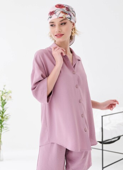 Блуза для беременных и кормящих на пуговицах из полиэстера цвет розовый на размер 50