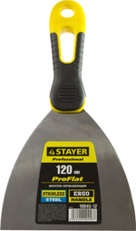 STAYER PROFlat, 120 мм, х-образное профилированное полотно, облегченная двухкомпонентная ручка, нержавеющий шпатель, Professional (10045-12)
