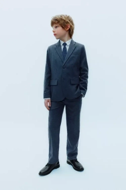 ZARA КОСТЮМНЫЕ БРЮКИ ИЗ РЕЛЬЕФНОЙ ТКАНИ, МОРСКОЙ СИНИЙ